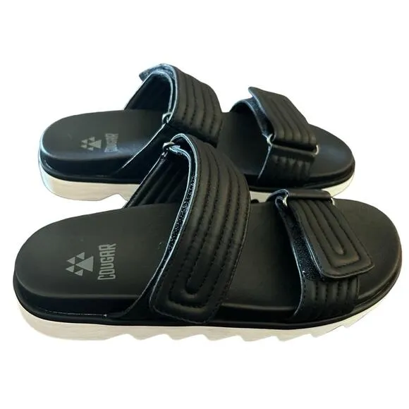Cougar Nina Leather Lightweight Slip On Adjustable  Sandals Black NEW Size 8.5