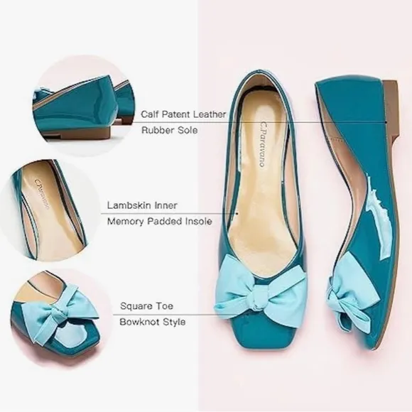 C.Paravano Women's Shoes with Bow | Casual Slip On Ballet Flats | Comfortable