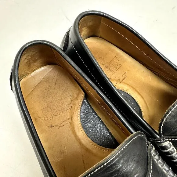 Crockett &amp; Jones Black Calf Leather Penny Loafer Driving Shoes Size US 10 / UK 9