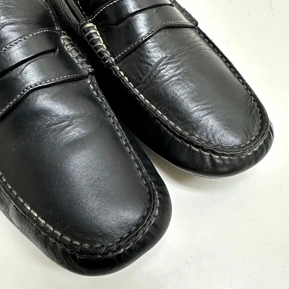 Crockett &amp; Jones Black Calf Leather Penny Loafer Driving Shoes Size US 10 / UK 9
