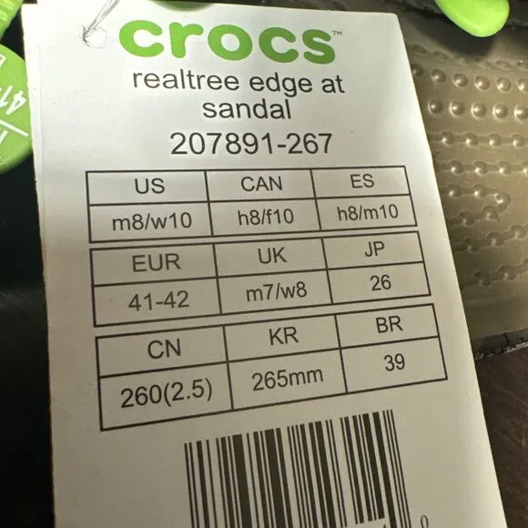 Crocs Adults' Classic All Terrain Realtree EDGE Sandals 207891-267 NWT M8 W10