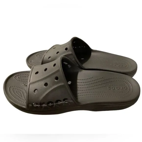 Crocs Baya II Slide 208215-001 Unisex US M12 Flats Black Rubber Slip-On Sandals