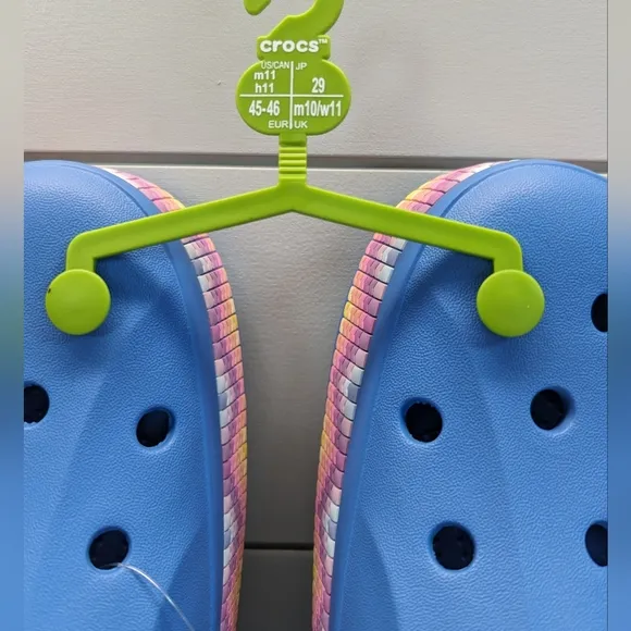 Crocs Bayaband Chevron Band Clogs Slip-On Slides Flip Flop Blue Sandals Men's 11