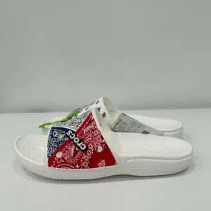 Crocs Classic Bandana Slide Paisley White Men Slip On Sandals 208064-90H Size 10