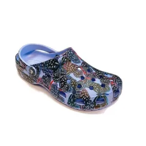 CROCS Classic Butterfly Clog Sandals Mens Size 12 Womens Size 14 Purple Multi