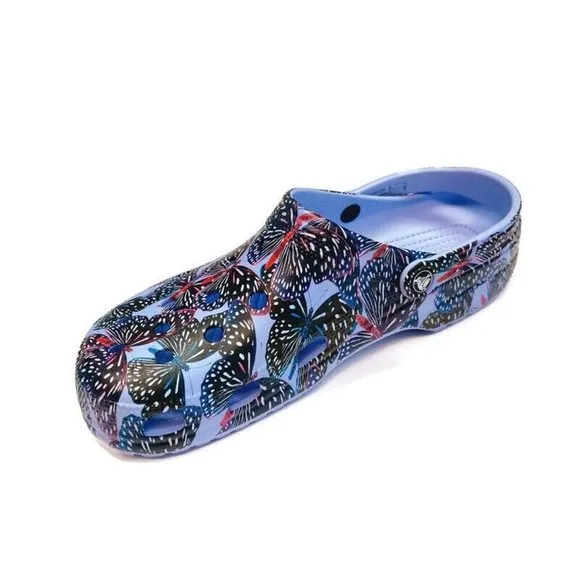 CROCS Classic Butterfly Clog Sandals Mens Size 12 Womens Size 14 Purple Multi