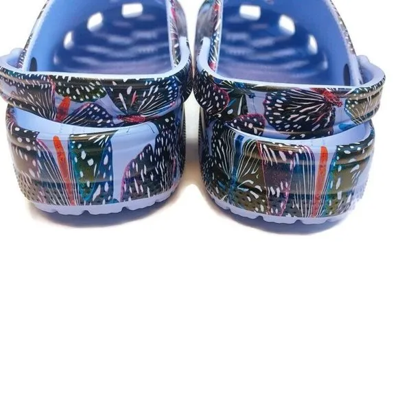 CROCS Classic Butterfly Clog Sandals Mens Size 12 Womens Size 14 Purple Multi