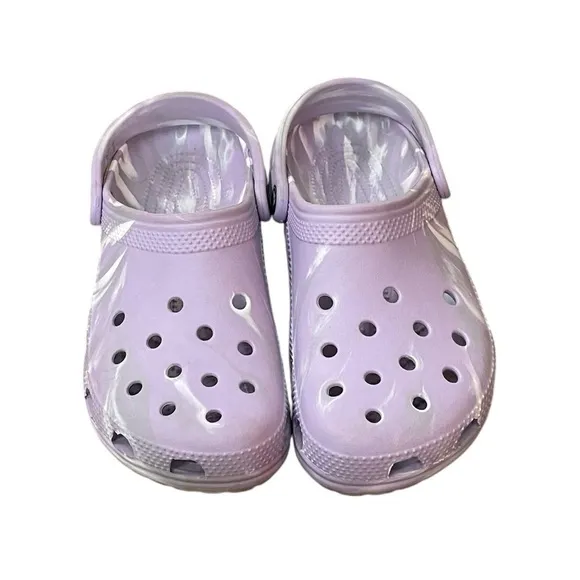 CROCS Classic Marbled Clog Shoes Purple White 6