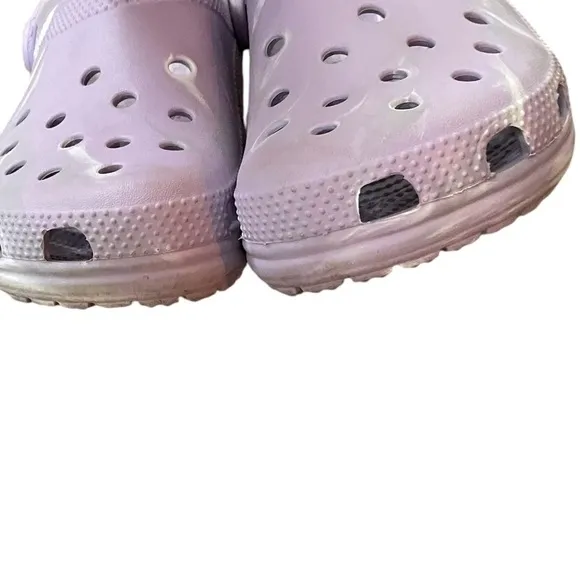 CROCS Classic Marbled Clog Shoes Purple White 6
