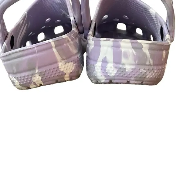CROCS Classic Marbled Clog Shoes Purple White 6