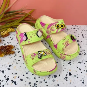 CROCS Classic Spring Break Crush Platform Women’s Lime Slip On Sandals Sz 7