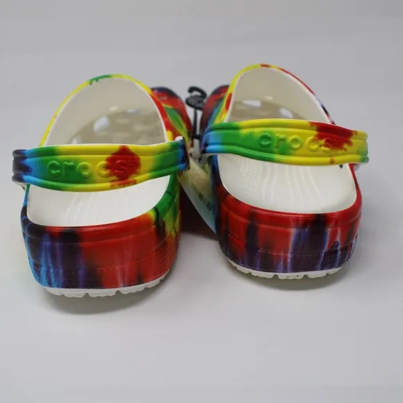 Crocs Classic Tie Dye Sandals Rainbow Slip-On Shoes Women's‎ 12 Men's 10 NWT