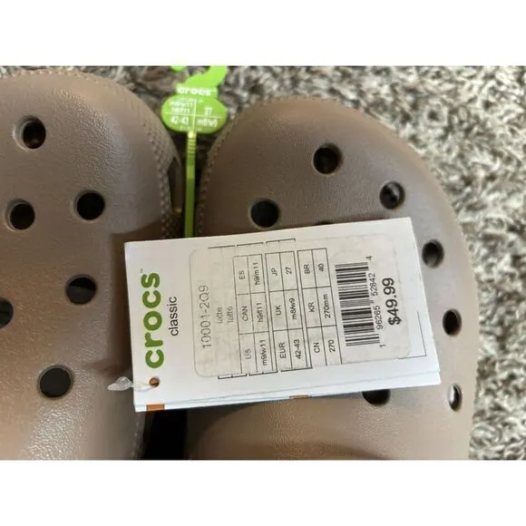 Crocs Classic Wheat Khaki Men Unisex‎ Slip On Casual LifeStyle Sandal 10001-209