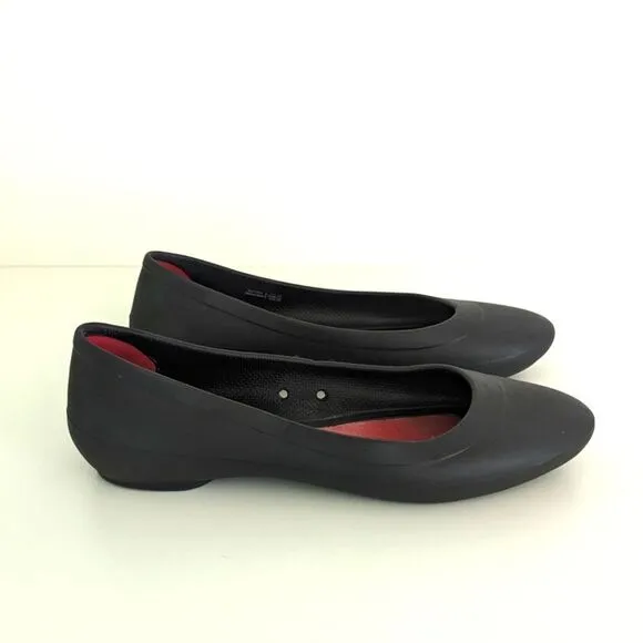 Crocs Lina Iconic Comfort Black Almond Toe Flats 10