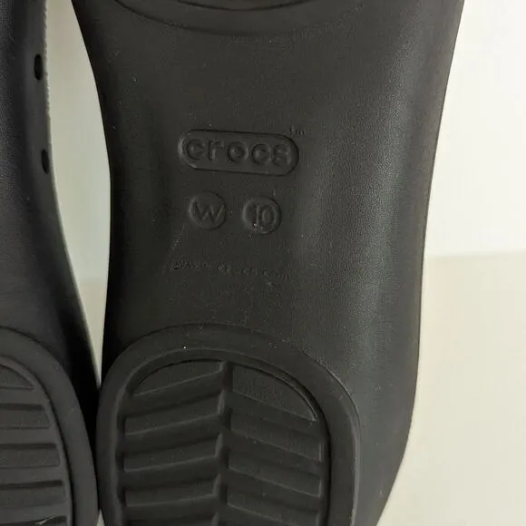 Crocs Lina Iconic Comfort Black Almond Toe Flats 10