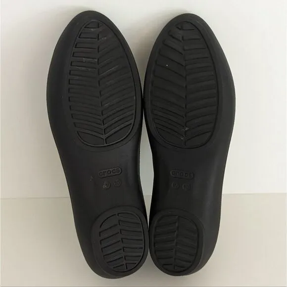 Crocs Lina Iconic Comfort Black Almond Toe Flats 10
