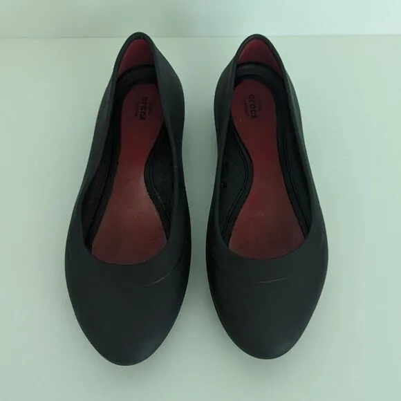 Crocs Lina Iconic Comfort Black Almond Toe Flats 10