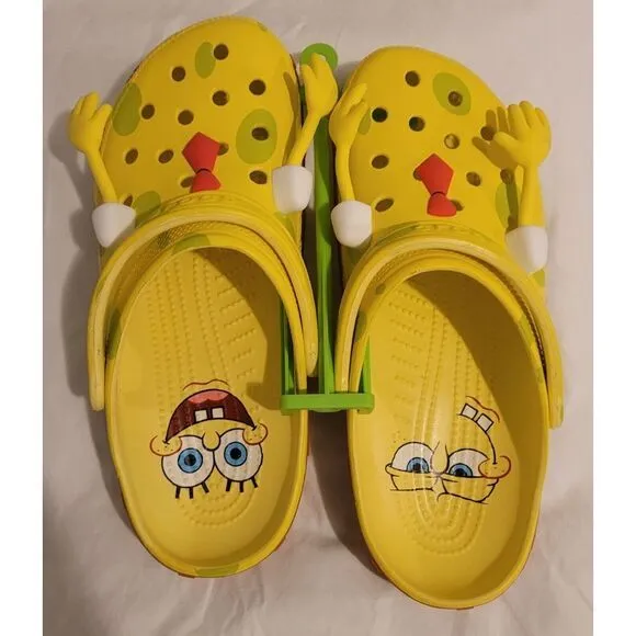 crocs Spongebob SquarePants Classic  Banana Yellow Unisex Slip On Sz 12‎ &amp;13 M