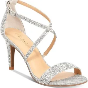 Crystal strapy sandals with diagonal strap