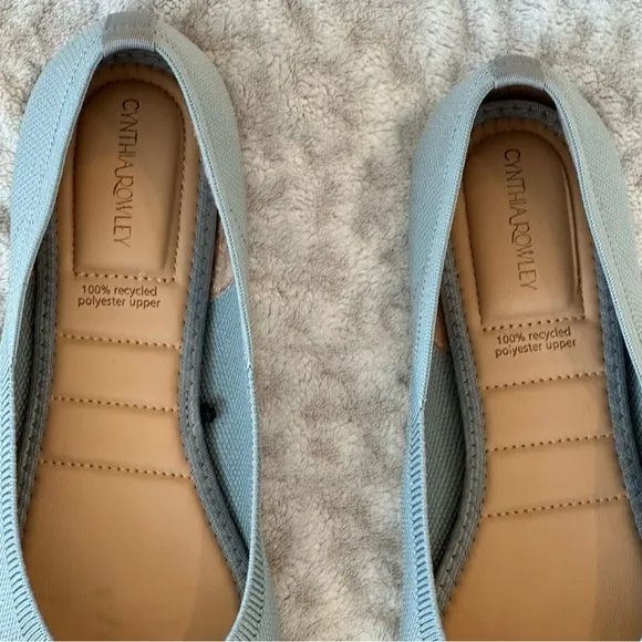 Cynthia Rowley Chelsea Flats Almond Toe Slip On Blueish Gray Knit size 8.5M NWOT