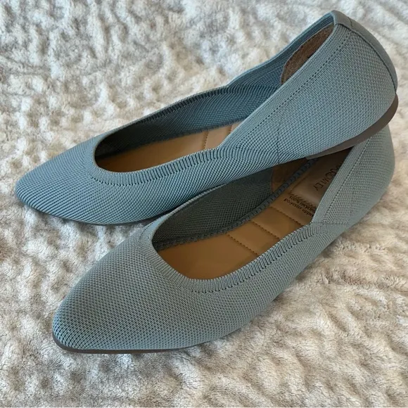Cynthia Rowley Chelsea Flats Almond Toe Slip On Blueish Gray Knit size 8.5M NWOT