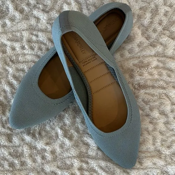 Cynthia Rowley Chelsea Flats Almond Toe Slip On Blueish Gray Knit size 8.5M NWOT