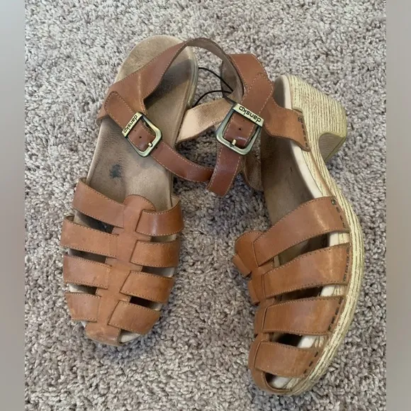 Dansko Brie Sandals Brown Leather Ankle Strap Size 41 Size 10.5-11
