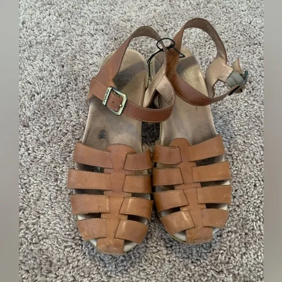 Dansko Brie Sandals Brown Leather Ankle Strap Size 41 Size 10.5-11