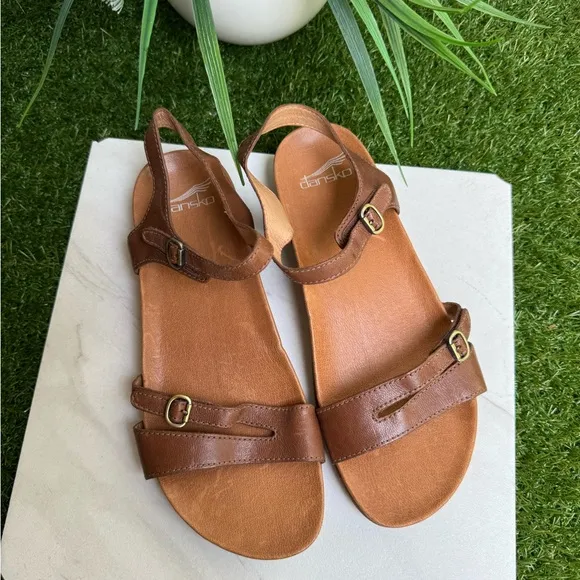Dansko Janelle Sandal - Tan Glazed Kid Leather sandals Women size 41 US 10.5 new