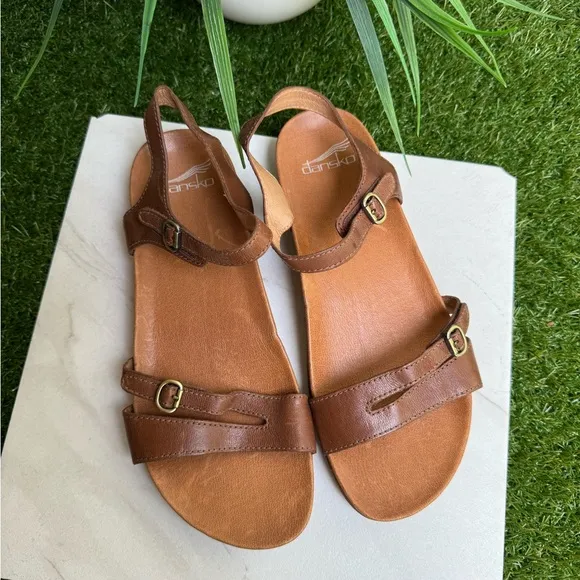 Dansko Janelle Sandal - Tan Glazed Kid Leather sandals Women size 41 US 10.5 new