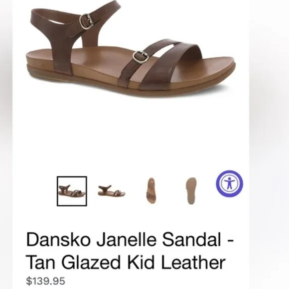 Dansko Janelle Sandal - Tan Glazed Kid Leather sandals Women size 41 US 10.5 new