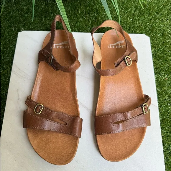 Dansko Janelle Sandal - Tan Glazed Kid Leather sandals Women size 41 US 10.5 new