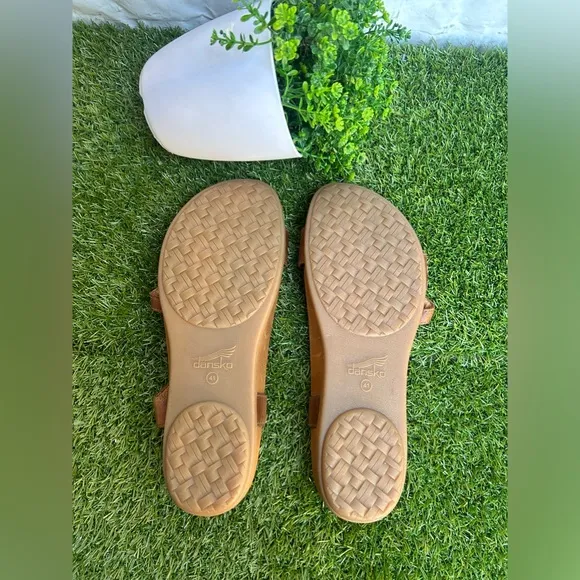 Dansko Janelle Sandal - Tan Glazed Kid Leather sandals Women size 41 US 10.5 new