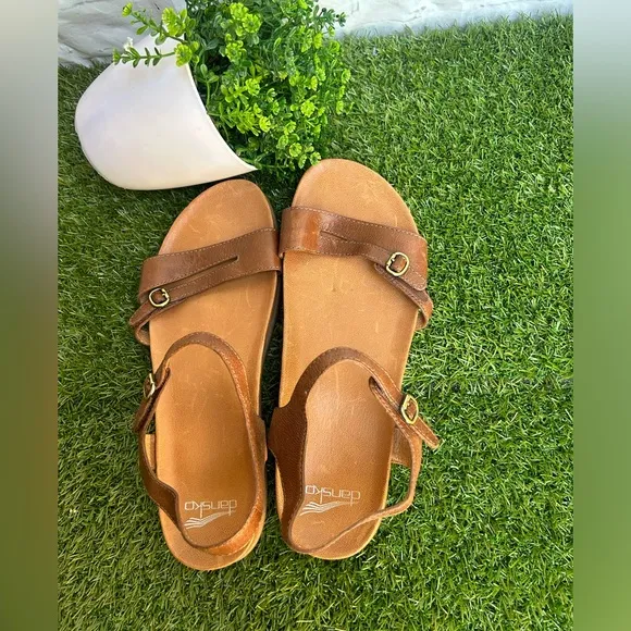Dansko Janelle Sandal - Tan Glazed Kid Leather sandals Women size 41 US 10.5 new