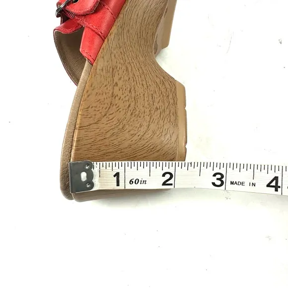 Dansko Jessie Sandals 37 Red Leather Slip On Buckle Shoes Womens