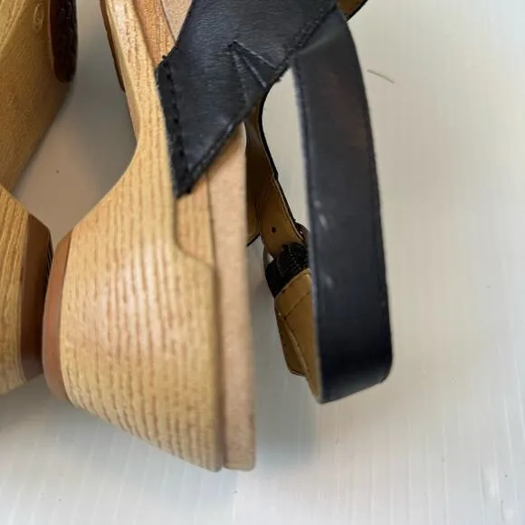 Dansko Lindy leather cross strap slingback black sandals size 40/ 9.5-10