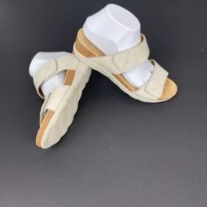 Dansko Maddy Milled Sandals Women's 40 / 9.5 Ivory Nubuck Wedge Double Strap