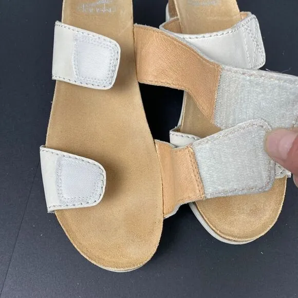 Dansko Maddy Milled Sandals Women's 40 / 9.5 Ivory Nubuck Wedge Double Strap