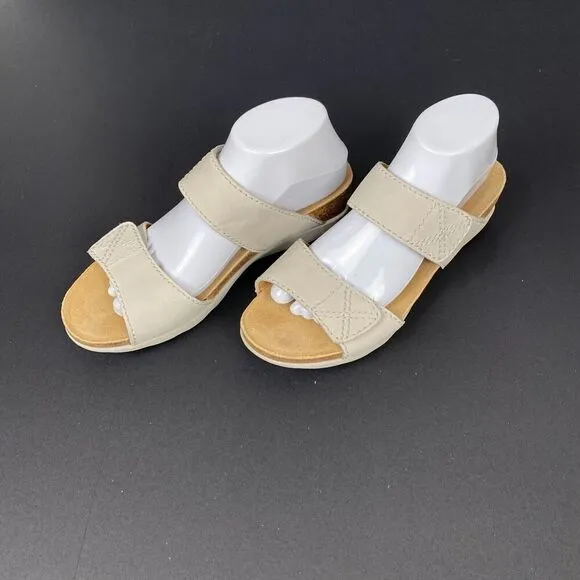 Dansko Maddy Milled Sandals Women's 40 / 9.5 Ivory Nubuck Wedge Double Strap