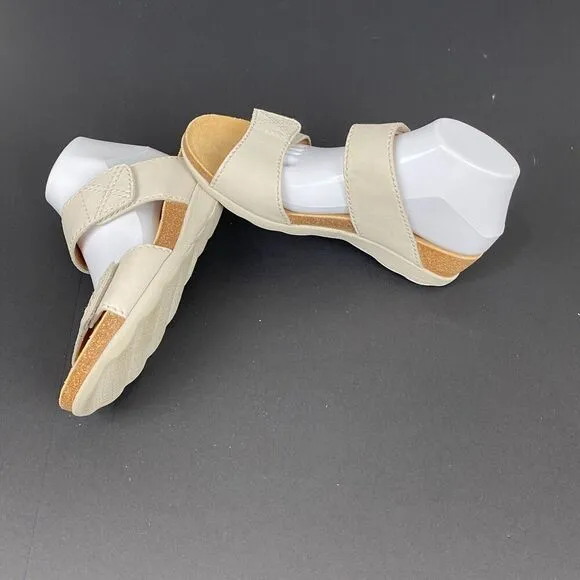 Dansko Maddy Milled Sandals Women's 40 / 9.5 Ivory Nubuck Wedge Double Strap