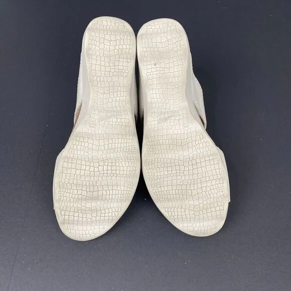 Dansko Maddy Milled Sandals Women's 40 / 9.5 Ivory Nubuck Wedge Double Strap
