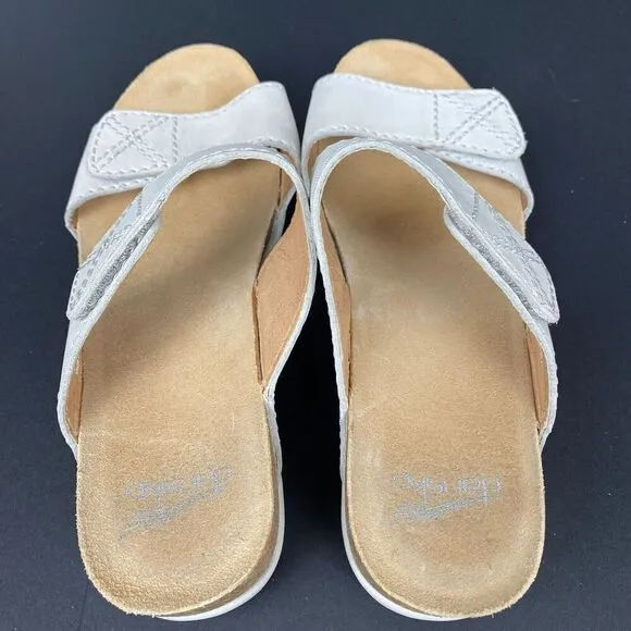 Dansko Maddy Milled Sandals Women's 40 / 9.5 Ivory Nubuck Wedge Double Strap