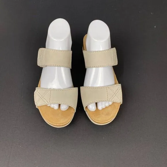 Dansko Maddy Milled Sandals Women's 40 / 9.5 Ivory Nubuck Wedge Double Strap