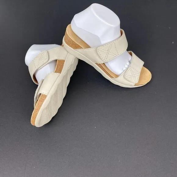 Dansko Maddy Milled Sandals Women's 40 / 9.5 Ivory Nubuck Wedge Double Strap
