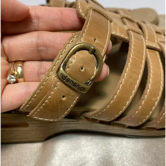 Dansko Marion Strappy  Clog  Slide Tan Leather Sandal Sz EU 41 US 10.5-11