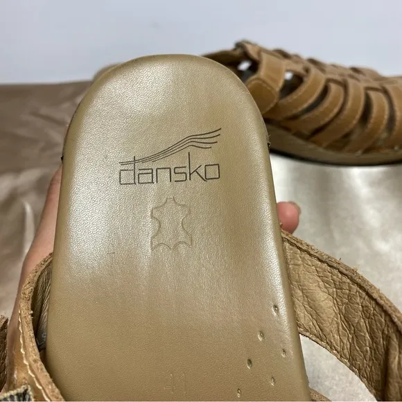 Dansko Marion Strappy  Clog  Slide Tan Leather Sandal Sz EU 41 US 10.5-11