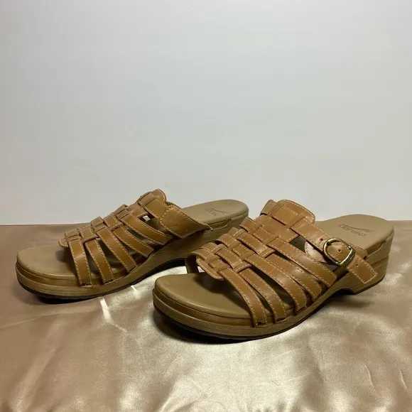 Dansko Marion Strappy  Clog  Slide Tan Leather Sandal Sz EU 41 US 10.5-11