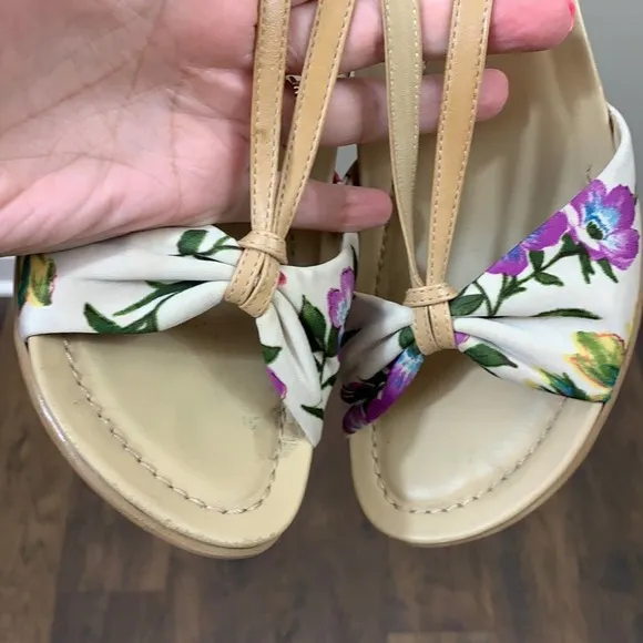 Dansko Naomi Floral Tan Wedge Slingback Sandal