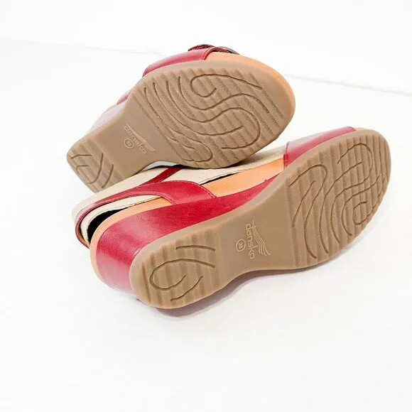 DANSKO NWB Sz 39 Red  Leather Arielle Glazed Kid Comfort Sandals