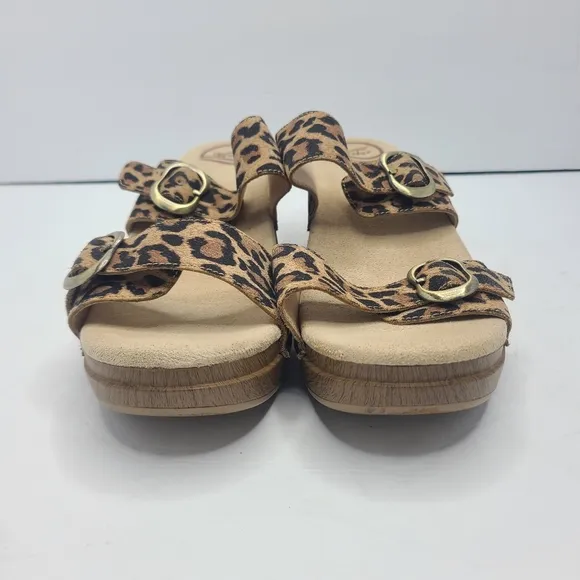 Dansko Sophie Slip On Sandals Leopard Suede Buckle Size EU‎ 40